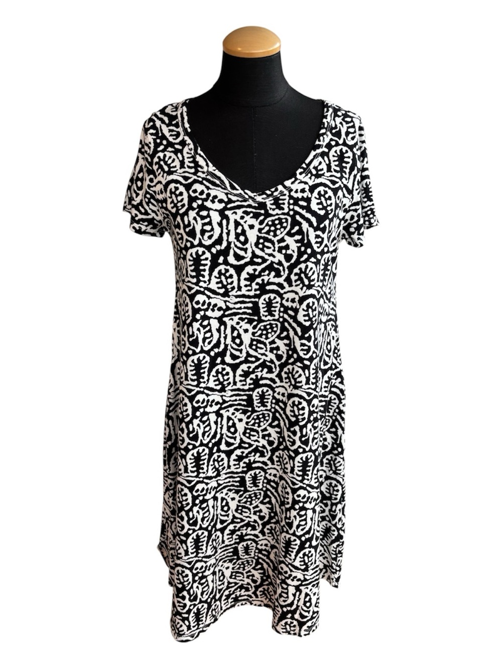 Soft Surroundings Short Santiago Gaia Dress S Black White Graphic Print